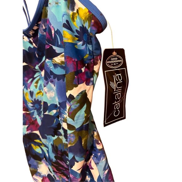 Catalina 1 Piece Tank Swimsuit Women’s Size 2X (18W-20W) Blue Floral Print NWT - Picture 7 of 10
